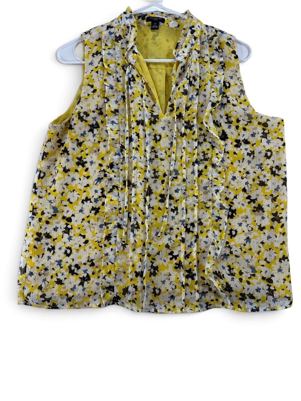 Ann Taylor Yellow Floral Tie-Neck Sleeveless Camisole